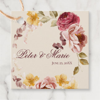Étiquettes Cadeau Vintage Burgundy Floral Wedding Favor Tag