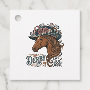 Étiquettes Cadeau Vintage Derby Cheval Floral Chapeau Chemise Design