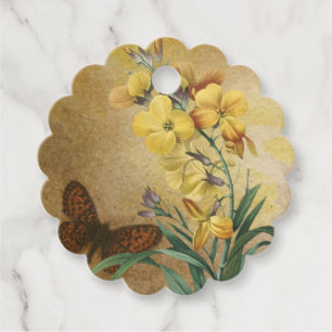 Étiquettes Cadeau Vintage floral jaune rustique