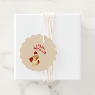 Étiquettes Cadeau Vintage Joyeux Noël Victorien Père Noël