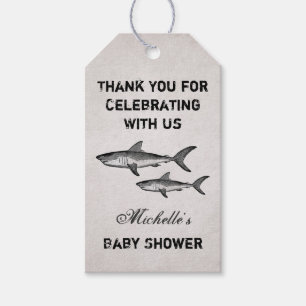 Étiquettes-cadeau Vintage maman et bébé requin Baby shower de plage 