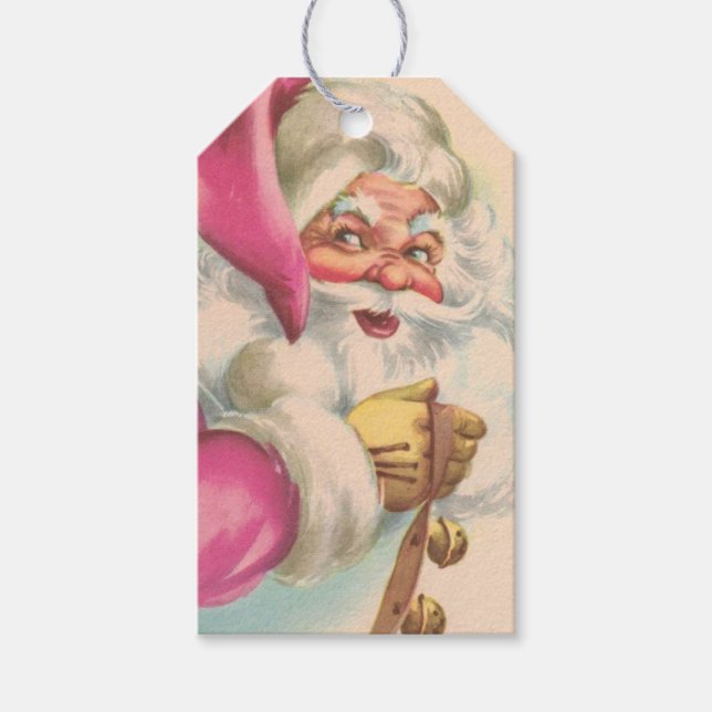 Étiquettes-cadeau Vintage Noël Père Noël (Devant)