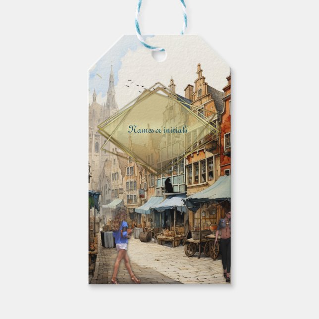 Étiquettes-cadeau Vintage Old Amsterdam Art (Devant)