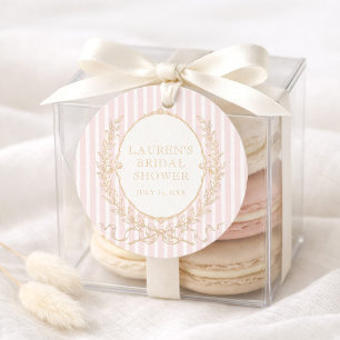 Étiquettes Cadeau Vintage Paris Glam Mariage Rose à rayures