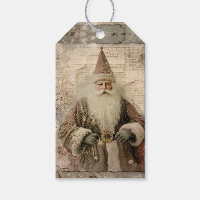 Étiquettes-cadeau Vintage Père Noël (Devant)