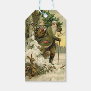 Étiquettes-cadeau Vintage Père Noël Noël Victorien