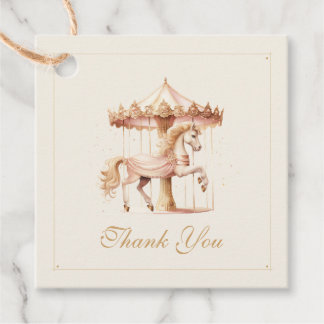 Étiquettes Cadeau Vintage Pink Carousel Horse Baby Shower Thank You