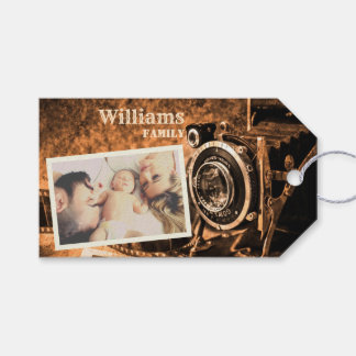 Étiquettes-cadeau Vintage retro classique caméra rustique famille pe