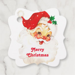 Étiquettes Cadeau Vintage Retro Jolly Vieux Noël du Père Noël