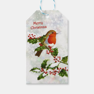 Étiquettes-cadeau Vintage Robin, saint Noël