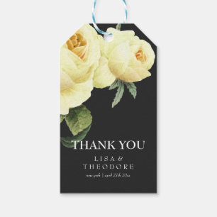 Étiquettes-cadeau Vintage rose et gris merci mariage