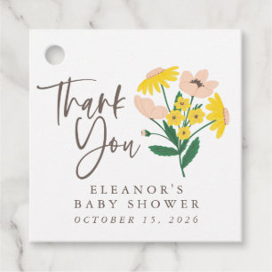 Étiquettes Cadeau Vintage rose jaune Floral personnalisé Merci bébé