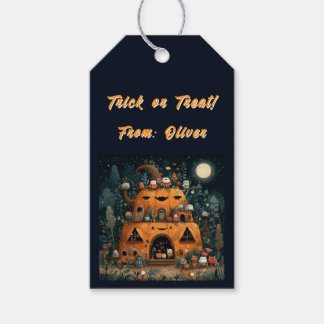Étiquettes-cadeau Vintage Spooky Season Pumpkin House Halloween