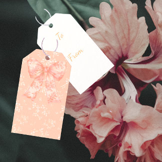 Étiquettes-cadeau Vintage Style Peach Bows Personalized Gift Tag