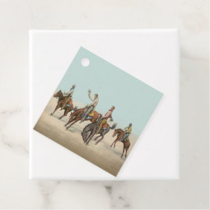 Étiquettes Cadeau Vintage Western 4 Cowboys à cheval