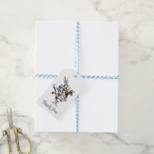 Étiquettes-cadeau Vintage Wonderland Rabbit Blue Polka Dot Merci