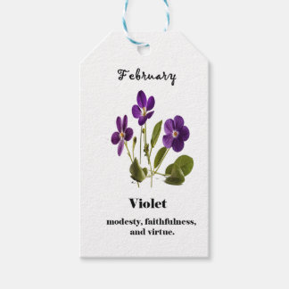 Étiquettes-cadeau violet février mois de naissance tag cadeau fleur