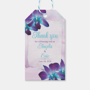 Étiquettes-cadeau Violet Turquoise Bleu Dendrobium Mariage orchidée