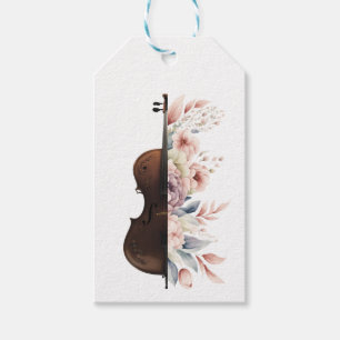 Étiquettes-cadeau Violon aux fleurs.