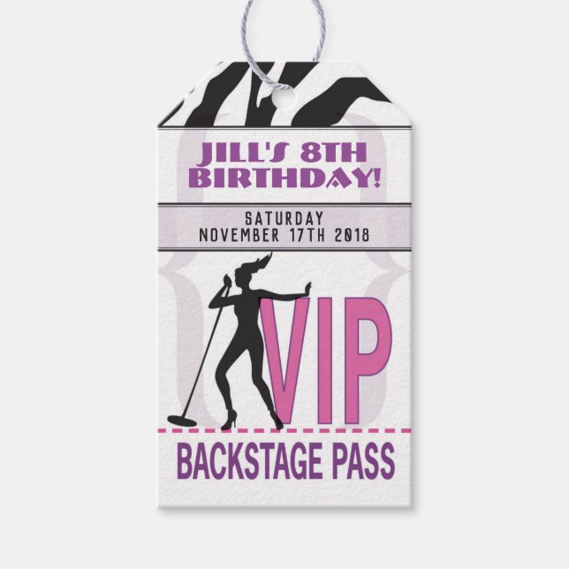 Étiquettes Cadeau VIP Backstage Pass Anniversaire (Devant)