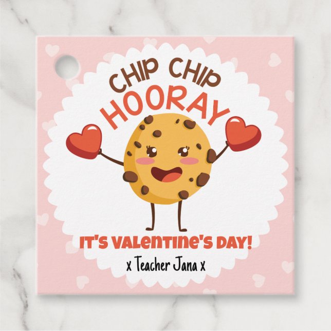 Étiquettes Cadeau Vive la Saint-Valentin Chip Chip (Devant)
