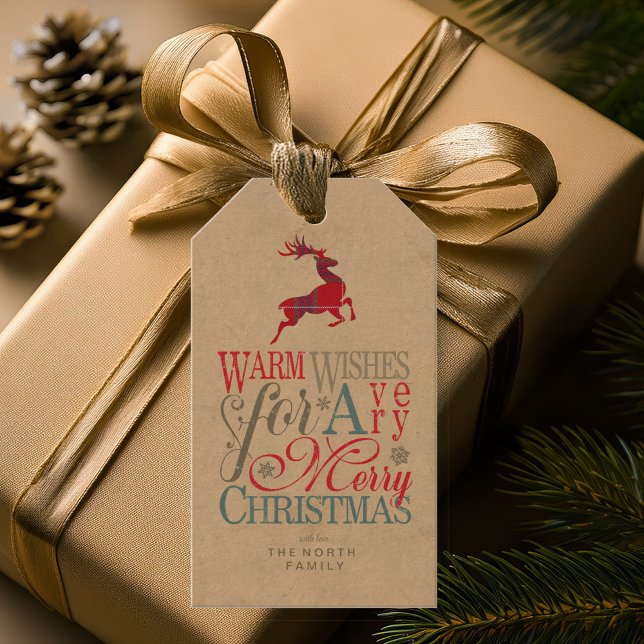 Étiquettes-cadeau Voeux chauds Kraft & Tartan Red ID589 (Créateur téléchargé)