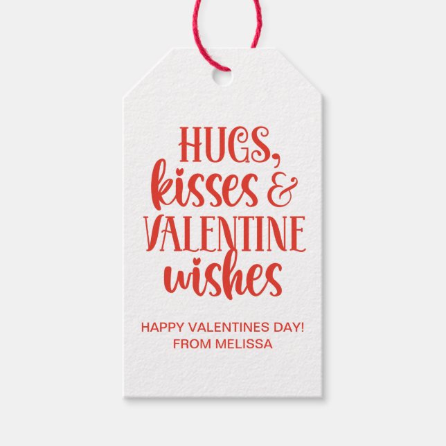 Étiquettes-cadeau Vœux personnalisés de la Saint-Valentin en rouge (Devant)