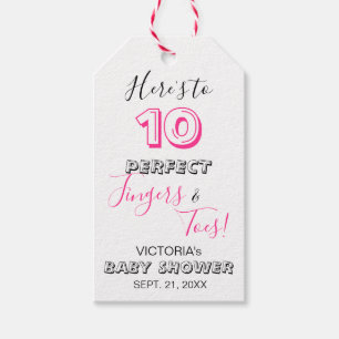 Étiquettes-cadeau 'Voici 10 Baby showers de doigts et orteils parfai