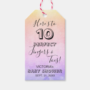 Étiquettes-cadeau 'Voici 10 Baby showers de doigts et orteils parfai