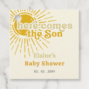Étiquettes Cadeau Voici le baby shower retro de son boho