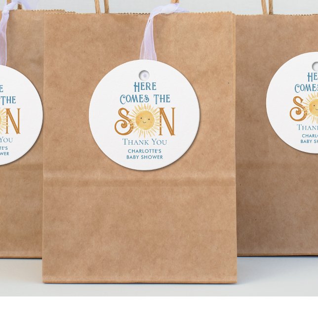 Étiquettes Cadeau Voici le Merci de Baby shower du fils (Créateur téléchargé)