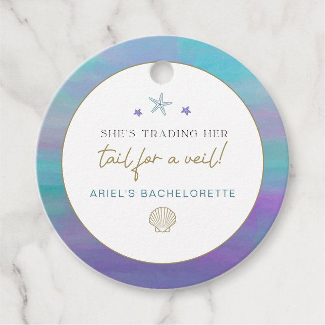 Étiquettes Cadeau Voile de sirène SIREN pour voiles Bachelorette Océ (Devant)