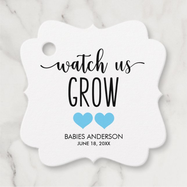Étiquettes Cadeau Voir les États-Unis grandir Succulent Baby shower  (Devant)