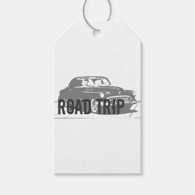 Étiquettes-cadeau Voiture Vintage Voyage (Devant)