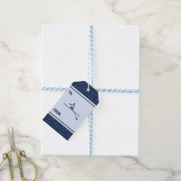 Étiquettes-cadeau Voitures d'aviron bleu motif sports customisés