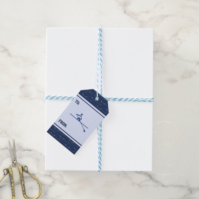 Étiquettes-cadeau Voitures d'aviron bleu motif sports customisés (Avec de laficelle)