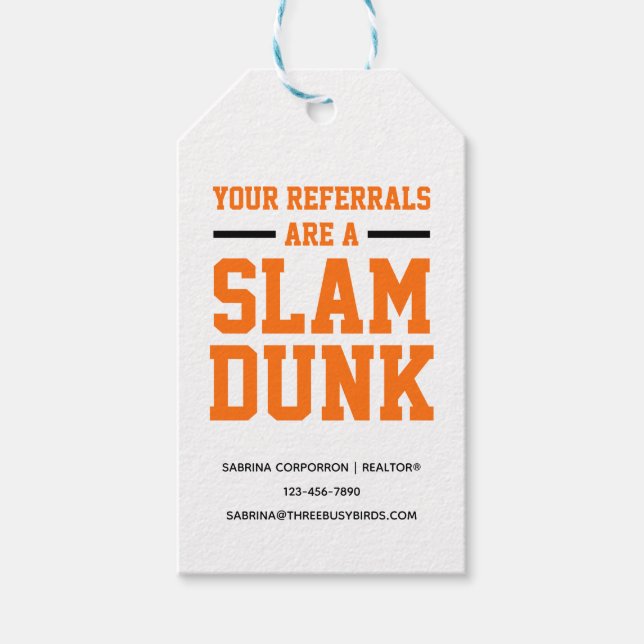 Étiquettes-cadeau Vos références sont un Slam Dunk March Realtor Pop (Devant)