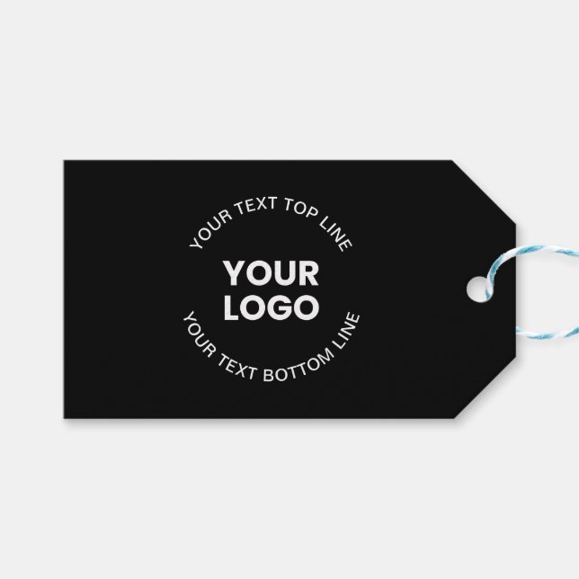 Étiquettes-cadeau Votre logo et votre texte | Noir (Devant (Horizontal))