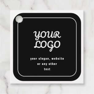 Étiquettes Cadeau Votre Logo & Slogan ou autre texte Noir et blanc