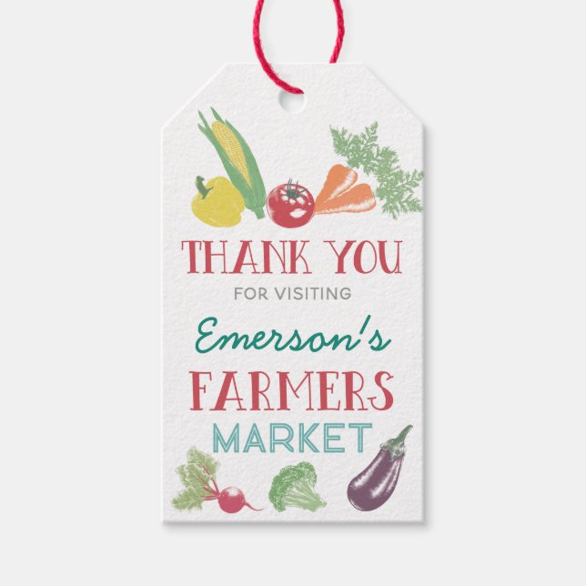 Étiquettes-cadeau Votre nom Farmers Market Anniversaire Merci Favor (Devant)