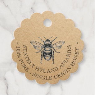Étiquettes Cadeau Votre nom ici Honneur Bee Scalloped Bag cadeau Bal