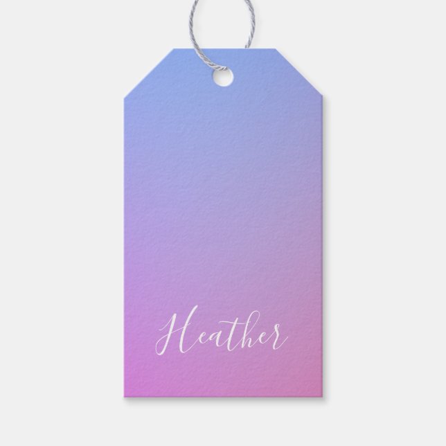 Étiquettes-cadeau Votre nom ou mot | Rose et bleu violet (Devant)