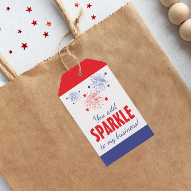 Étiquettes-cadeau Vous Ajoutez Sparkle À Mon Entreprise (Summer red white and blue pop by tag for real estate and small business marketing)