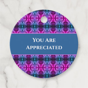 Étiquettes Cadeau Vous Êtes Apprécié Rose Blue Kaleidoscope Merci