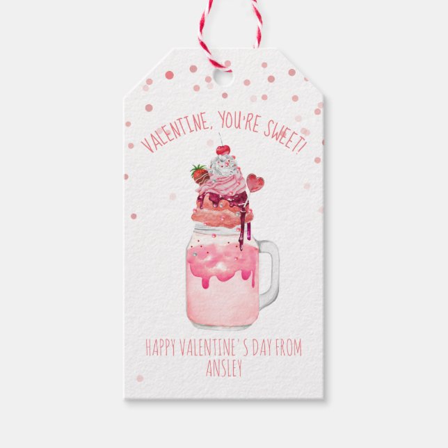 Étiquettes-cadeau Vous êtes Sweet Valentine Candy Love Milkshake (Devant)