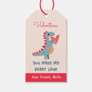 Étiquettes-cadeau Vous faites de mon cœur un Saint-Valentin Pun Dino
