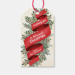 Étiquettes-cadeau Vous souhaite un Noël béni Nom personnalisable