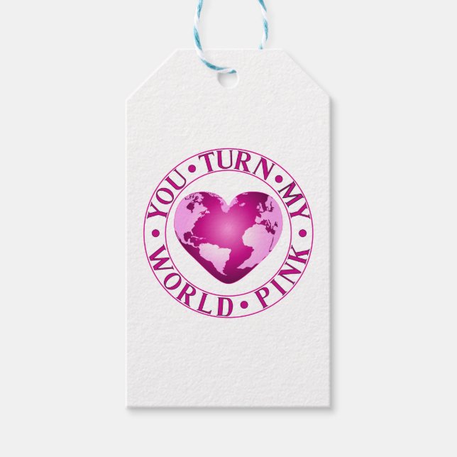Étiquettes-cadeau VOUS TOURNEZ MON MONDE ROSE Romantique conception  (Devant)