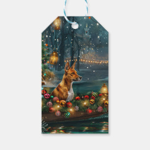 Étiquettes-cadeau Voyage de Noël de Basenji