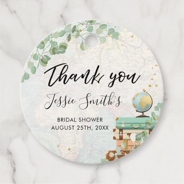 Étiquettes Cadeau Voyage de verdure d'eucalyptus Faveur de douche de (Devant)